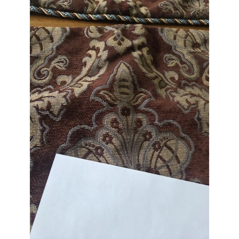 Luxury Beaded Tapestry King Shams Rope Trim Blue And Brown High End Silk Like